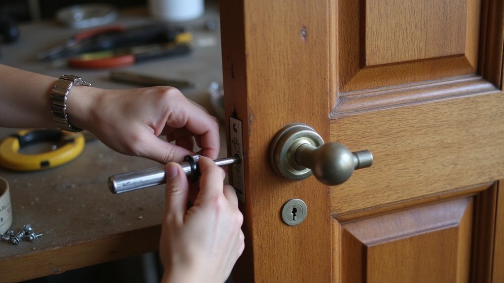 remove old deadbolt carefully
